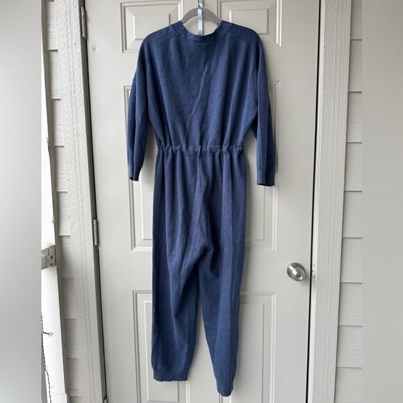 J.Crew Women’s Merino Wool V-Neck Sweater Jumpsuit Blue Sz Small Preppy Casual - Picture 4 of 11